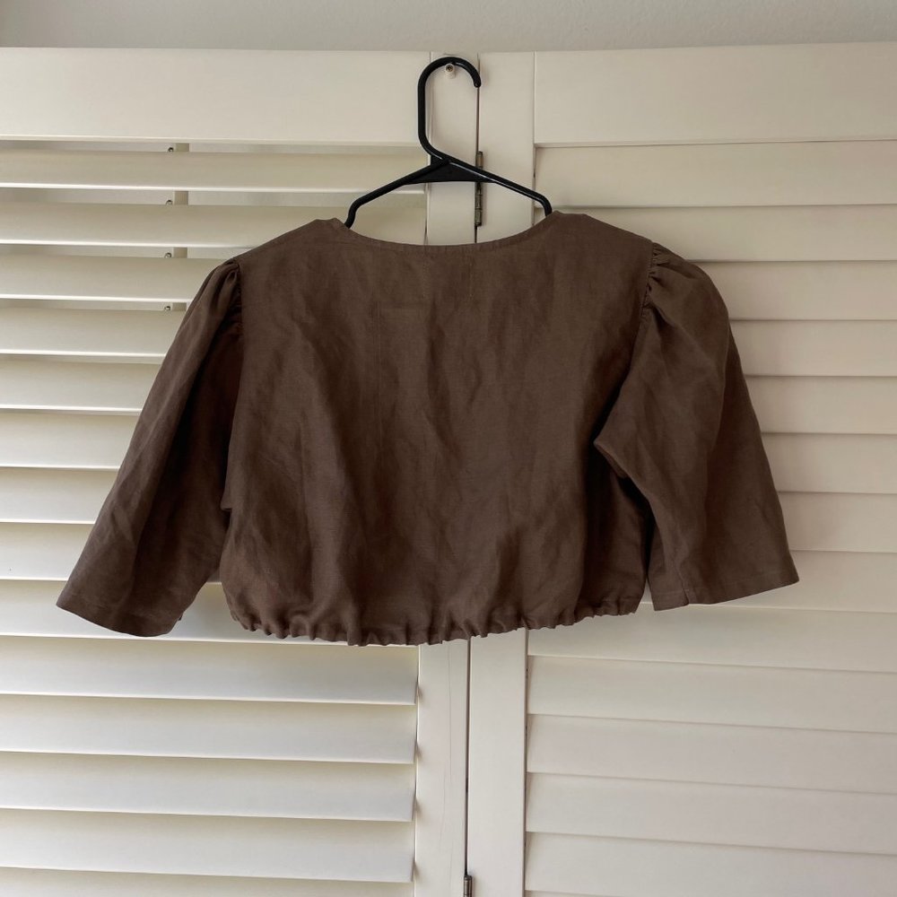 First Rite Button Blouse Color: Cocoa Size: Xs - image 2
